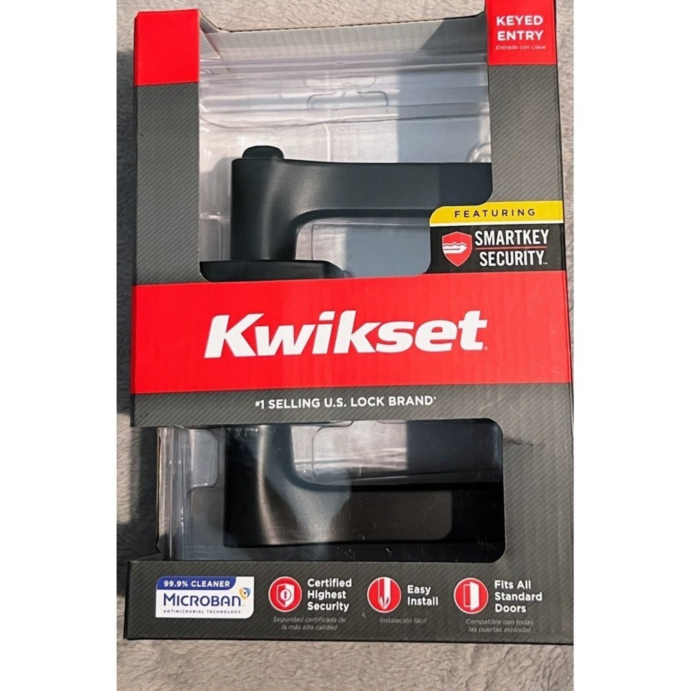 Kwikset Tripoli Matte Black Exterior Keyed Entry Door Handle‎ Smart Key